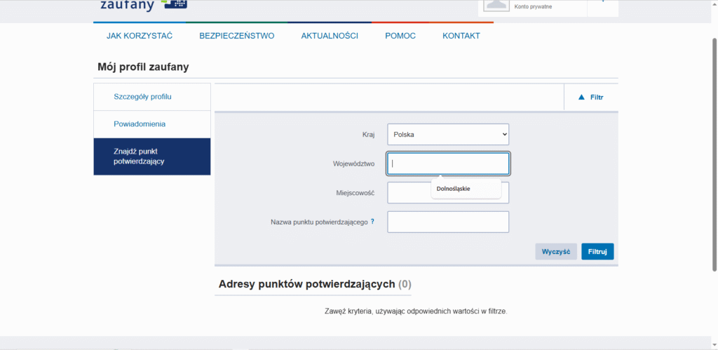 Punkty potwierdzające profil zaufany – gdzie i jak szukać
